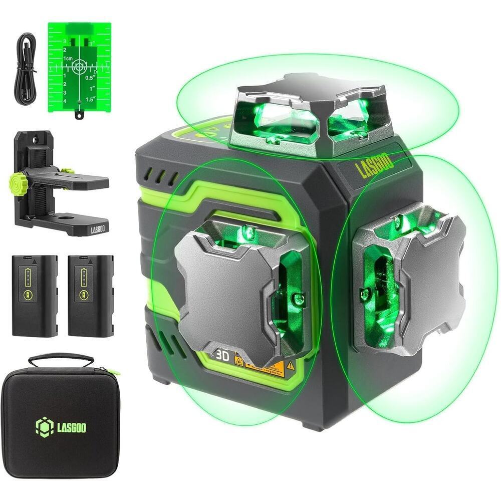 LasGoo LG-3Dx Green Laser Marker 3x360°, 3D Marker Laser Self-Leveling, Level fo